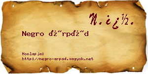 Negro Árpád névjegykártya