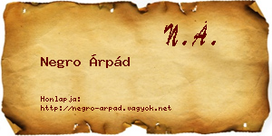 Negro Árpád névjegykártya